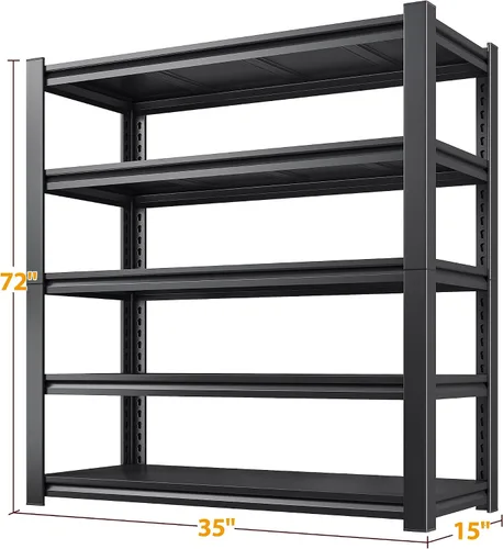 Miniatura 3 de REIBII Estantes de almacenamiento de 72 pulgadas de alto, estantería de garaje resistente de 2500 libras, estante de metal ajustable de 5 niveles
