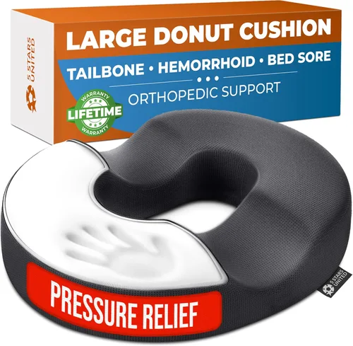 Miniatura 14 de 5 STARS UNITED Cojín de Donut para Hemorroides y Coxis – Cojín Grande para Alivio del Dolor – Coxis, Próstata, Ciática, Suelo Pélvico, Úlceras por