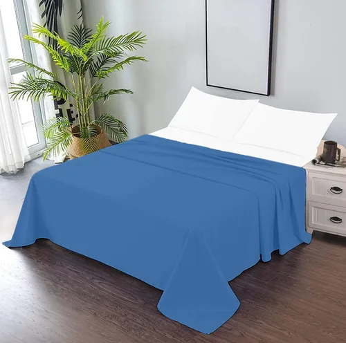 Miniatura 14 de TBM 1PC Solid Flat Sheet Smooth Touch Hotel Quality 100% Egyptian Cotton Perfectly Fit for Oversize and Extra Height Bed Solid 600 Thread Count