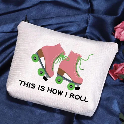 Miniatura 2 de POFULL Bolsa de maquillaje para amantes del patinaje sobre ruedas, así es como me rollo bolsa de cosméticos Bolsa patinadora