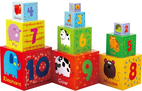 Miniatura 2 de Cajas de apilamiento de madera TOWO - Tazas anidadas y de clasificación con números, alfabeto, animales y bloques para niños pequeños - Cubos