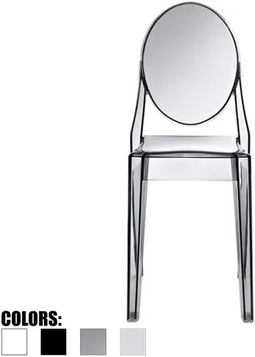 Miniatura 3 de 2xhome - Victoria Style Ghost - Silla auxiliar de acrílico transparente (humo), individual, juego de 1