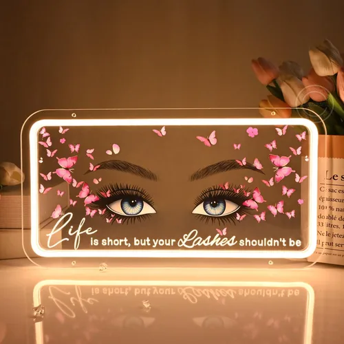 Miniatura 14 de Britrio Letrero de neón Hello Gorgeous para decoración de pared, luz de neón LED rosa, señal de pared de mariposa en forma de corazón