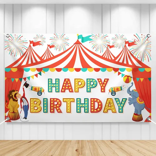 KatchOn, Cartel de feliz cumpleaños de Carnaval XtraLarge - 72 x 44 pulgadas | Decoraciones de fiesta temática de carnaval | Decoraciones de fiesta