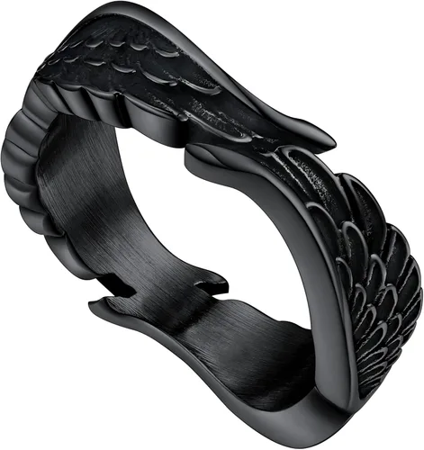 FaithHeart Anillos góticos punk del diablo mal de ojo, anillo de motociclista de acero inoxidable con garra de dragón y águila para hombres y
