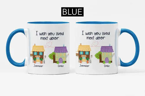 Miniatura 6 de Taza de viaje con nombres personalizados de larga distancia con texto en inglés "I Wish You Lived Next Door, Next to me, Besties Friends