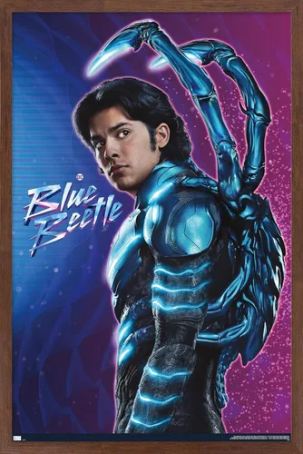 Miniatura 17 de Trends International DC Comics Movie Blue Beetle - Póster de pared de Jaime Reyes, 14.725 x 22.375 pulgadas, versión enmarcada plateada Versión