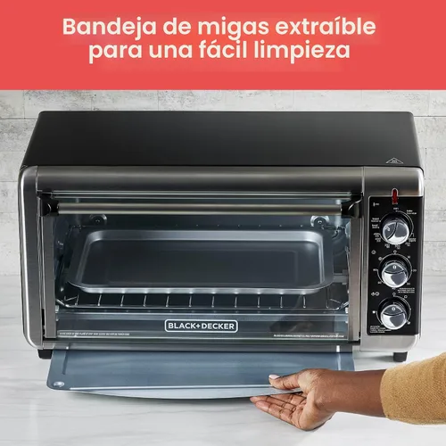 Miniatura 8 de Horno tostador a convección Black + Decker, 8 rebanadas, extra-amplio, para mesada, Acero inoxidable/Negro