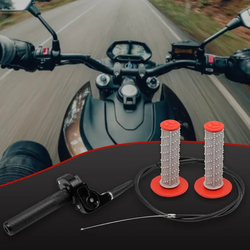 Miniatura 7 de Agarre del acelerador para motocicleta de 7/8 pulgadas, 0.866 in, torcida rápida de aluminio CNC con cable de acelerador y agarre para manillar