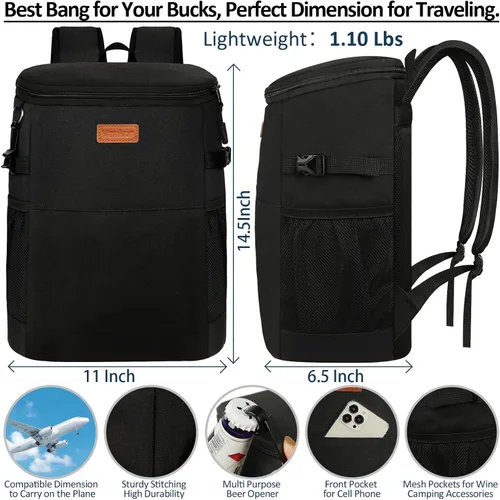 Miniatura 3 de Mochila Enfriadora de Camping para 30 Latas, Mochilas Enfriadoras Suaves Aisladas a Prueba de Fugas Bolsa Enfriadora de Viaje Impermeable Almuerzo