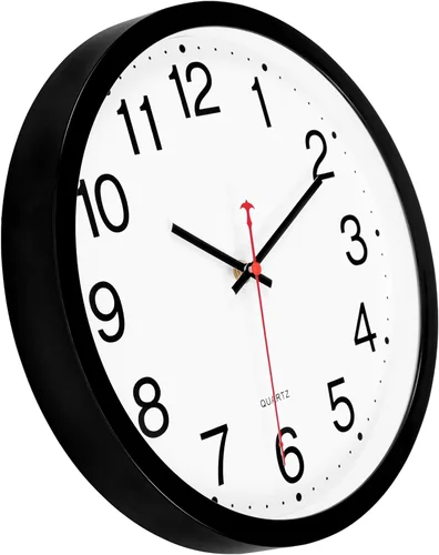 Miniatura 8 de Foxtop 2 Pack Reloj de pared negro de 12 pulgadas, silencioso, sin tictac, de cuarzo, funciona con pilas, analógico, redondo, para aula, escuela