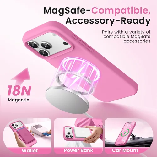 Miniatura 233 de GONEZ Funda de silicona para iPhone 15 Pro Max, compatible con Magsafe, protector de cámara + protector de pantalla, forro de microfibra suave