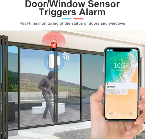 Miniatura 2 de Sensor WiFi para puerta y ventana: sensor de contacto inalámbrico con alertas de notificación de aplicaciones gratuitas, sensor de puerta