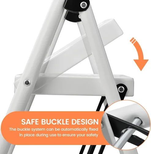 Miniatura 3 de Taburete para adultos, escalera de 2 escalones plegable de 330 libras, taburete antideslizante plegable, ergonómico, de acero con pedal ancho