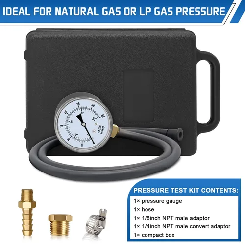 Miniatura 7 de Boltigen Kit de probador de presión de gas, manómetro WC de 0-35 pulgadas para gas natural y propano, horno HVAC, chimenea de gas o válvula LP kit