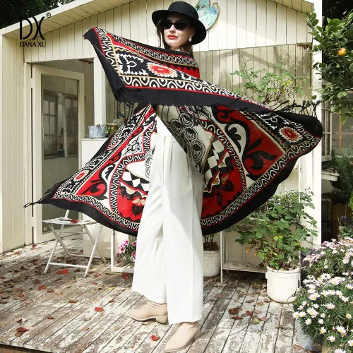 Miniatura 52 de DANA XU Manta de pashmina extragrande 100% de lana merina, bufanda de viaje, bufanda de cachemira para mujer, otoño e invierno, chal de gran