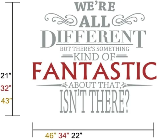 Miniatura 3 de We're All Different - Fantastic Mr. Fox - Calcomanía de pared con texto en vinilo (pequeño, fantástico: marrón, letras: blanco)