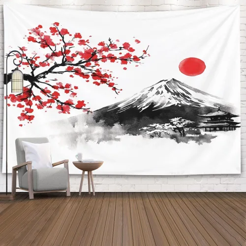 Miniatura 53 de EMMTEEY Tapiz de pared con bosque - Árbol de pino verde y niebla, arte de pared natural, 80x60 pulgadas, tapiz grande de estilo bohemio para sala