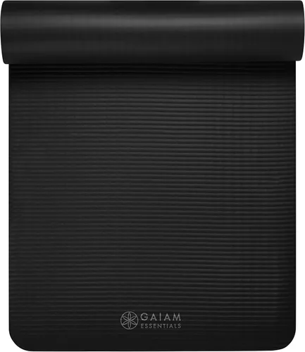 Miniatura 9 de Gaiam Essentials - Alfombrilla de yoga y pilates, fitness y ejercicio de 2/5 pulgadas de grosor (0.394 in) con correa de transporte fácil de Negro