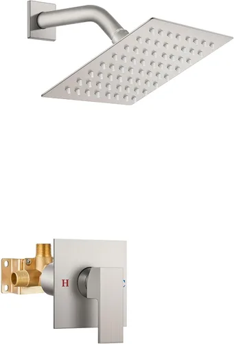 Miniatura 19 de Airuida Juego de grifo de ducha para baño, sistema de ducha de lluvia de acero inoxidable SUS304, mango único con roscas macho, válvula de Níquel