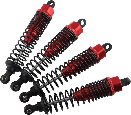Miniatura 6 de 4 amortiguadores delanteros y traseros, suspensión ajustable de 3.858 in de aluminio para autos RC 1/10 HSP 94166 94106 94107 94155 94170 Buggy Rojo