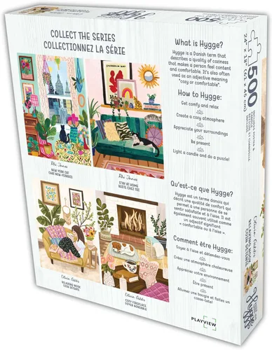 Miniatura 3 de Rompecabezas de 500 piezas para adultos Colección Hygge Gato en la Ventana Rhi James Tablero Azul y Vela de KI Puzzles