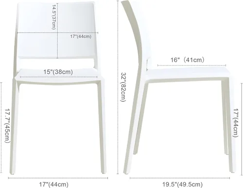 Miniatura 3 de LESHI Silla de comedor moderna apilable de plástico con respaldo sin brazos para comedor, sala de estar, jardín, patio, balcón, escritorio
