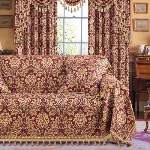 Miniatura 25 de Loom and Mill Fundas de sofá jacquard floral, funda de sofá de felpilla rústica con ribete de flecos para sofá de 2 a 3 cojines, funda de sofá