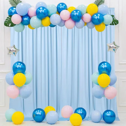 Miniatura 6 de Cortinas de fondo azul bebé de 10 x 9 pies sin arrugas para fiestas, cortinas de tela gruesa para fotos, para bodas, cumpleaños, baby shower