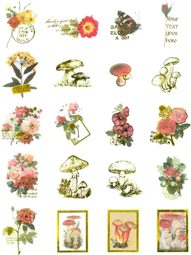 Miniatura 2 de allydrew Calcomanías decorativas para álbumes de recortes, manualidades para papelería, diario, fabricación de tarjetas (60 unidades), lámina dorada