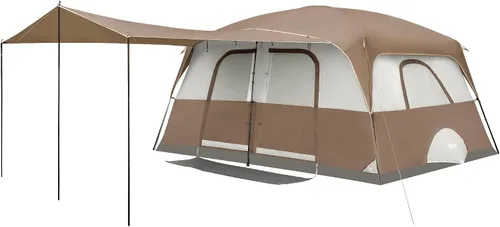 Miniatura 10 de PORTAL Tienda de campaña familiar para 6 8 10 personas con porche, tienda de campaña familiar grande con altura alta, buena ventilación, tienda