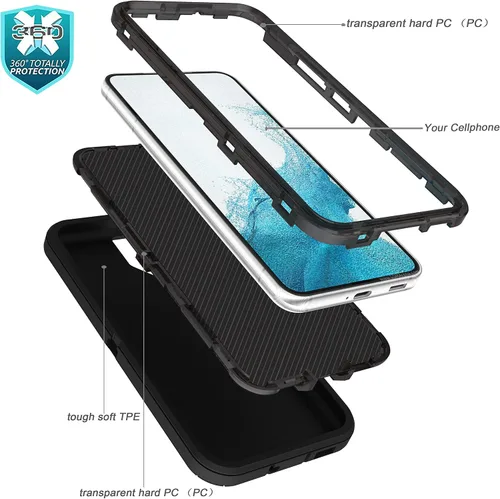 Miniatura 6 de YmhxcY Funda S22, funda para Galaxy S22, funda duradera de 3 capas a prueba de caídas, protección contra caídas, funda de goma sólida mate