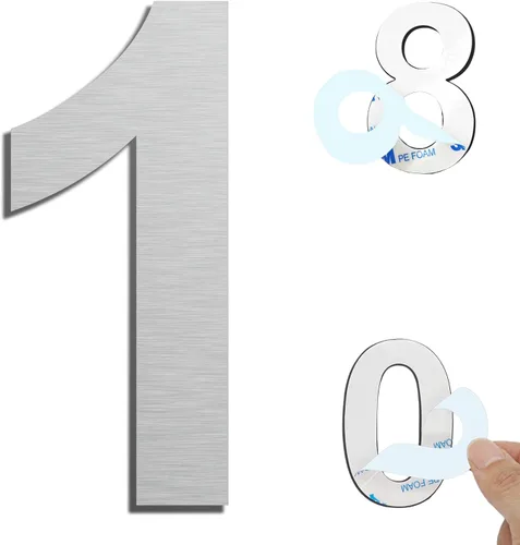 Miniatura 24 de Números de casa autoadhesivos – Números de puerta de acero inoxidable de 6 pulgadas para exteriores – Número de casa grande y moderno, número