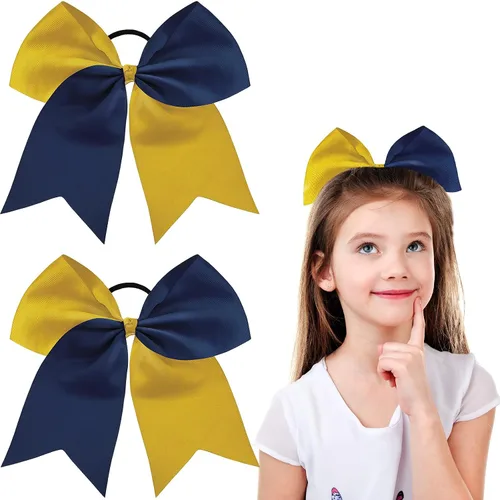 Miniatura 15 de 2 paquetes de lazos grandes para animadoras de 8 pulgadas con soporte para coleta, lazos grandes para el cabello para uniformes de sóftbol para Negro