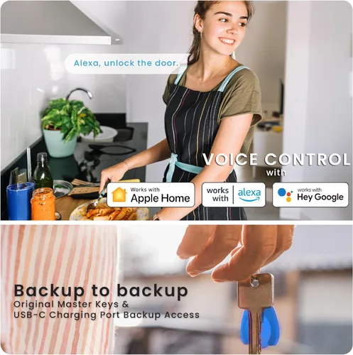 Miniatura 7 de Lockly PIN Genie Pro Zeno Series Smart Lock, cerradura de puerta de entrada sin llave con llave Apple Home, cerradura de cerrojo de teclado Wi-Fi