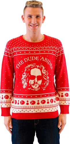 Miniatura 3 de The Big Lebowski The Dude Abides Ugly Christmas Sweater, Rojo