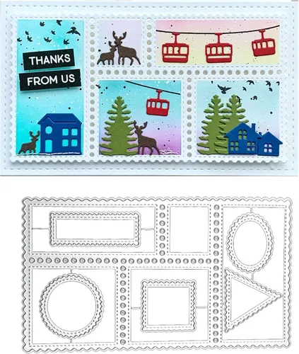 Miniatura 32 de Troqueles de álbum de recortes para hacer tarjetas, troqueles de corte de metal para Navidad, plantilla de perforación para manualidades de papel