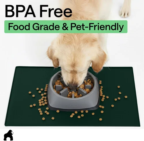Miniatura 8 de GORILLA GRIP Alfombrilla de alimentación para mascotas 100% impermeable con bordes elevados sin BPA de silicona, alfombrillas para comida de gatos