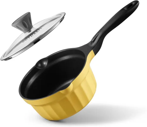 Miniatura 10 de BUYDEEM Sartén antiadherente de aluminio fundido, sartén de leche de calor rápido y uniforme con tapa de vidrio, compatible con todas las estufas
