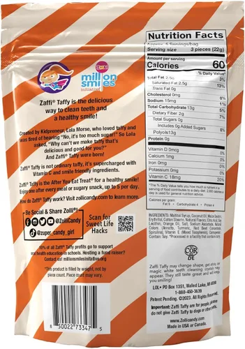 Miniatura 2 de Zaffi Taffy Dulces Sin Azúcar - Sin Colorantes, Keto y Apto para Diabéticos, Golosinas Aprobadas por Dentistas para Niños (Crema de Naranja 5.0 oz)