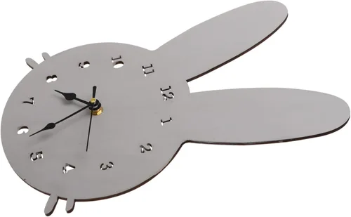 ORFOFE Práctico reloj colgante de conejo para niños y niñas, decoración de pared, arte de pared para el hogar, color gris, fácil de instalar