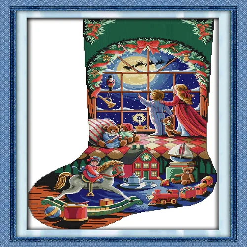 Miniatura 21 de Howie's Needlepoint Kits de punto de cruz, kits de bordado de patrón navideño preimpreso de 14 quilates, gama completa de kits de costura