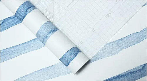 Miniatura 8 de HAOKHOME Papel pintado azul para despegar y pegar, papel de pared rayado costero bohemio, removible, azul índigo/blanco, de vinilo, autoadhesivo