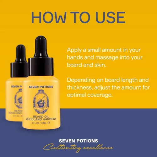 Miniatura 2 de SEVEN POTIONS Aceite para barba de 1 onza líquida suavizante perfumado dulce y amaderado. Detiene la picazón de la barba. Aceite acondicionador
