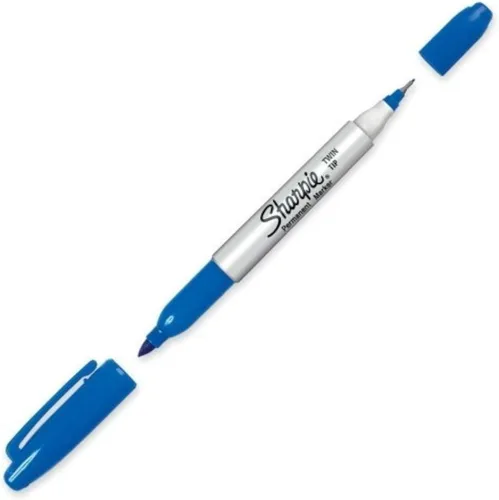 Sharpie Marcador de doble punta, tipo de marcador fino, ultrafino, tinta azul, 1 unidad