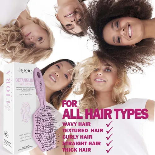 Miniatura 6 de Fiora Naturals Cepillo desenredante para el cabello para mujer, cepillo desenredante con cerdas suaves flexibles, se desliza suavemente a través