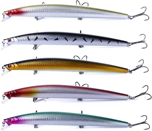 Miniatura 13 de Jerk Baits para pesca de lubina, señuelos de pesca Jerkbait, señuelos de pececillo Jerk Bait para pesca de agua dulce/agua salada, señuelos de pesca