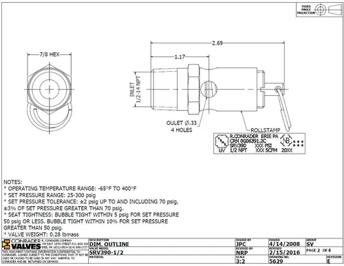 Miniatura 6 de Nuevo 1/2 "NPT 200 PSI compresor de aire de seguridad alivio válvula de presión tanque pop off