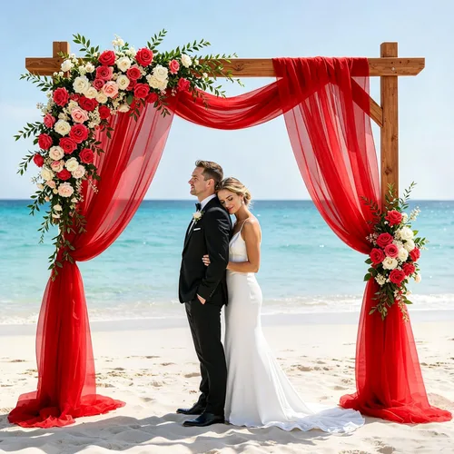 Miniatura 2 de FUHSY Tela para arco de boda, 20 pies, 2 paneles de tela de gasa, cortinas transparentes para telón de fondo de boda, elegantes cortinas de arco