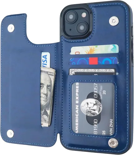 Miniatura 16 de ONETOP - Funda tipo cartera compatible con iPhone 15 Plus con soporte para tarjetas, funda de cuero PU con soporte y ranuras para tarjetas, doble